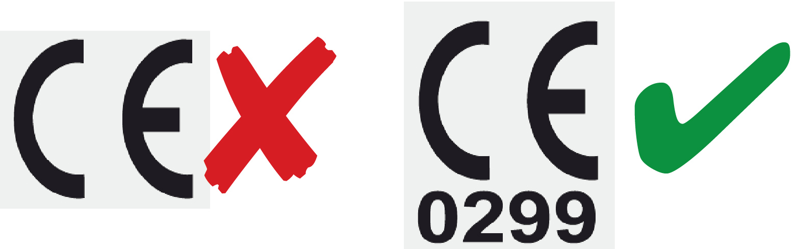 CE-Kennzeichen ohne und mit Prüfnummer